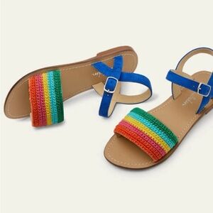 Mini Boden Rainbow Crochet Sandals, size 25